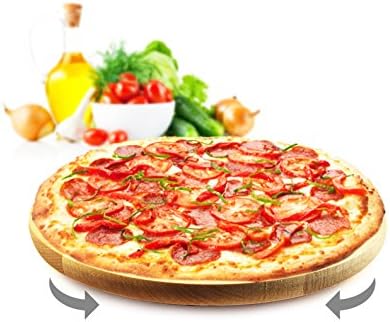 Sendez Turntable Pizza Plate Diameter 30 cm Rotating Wooden Plate Turntable Beech Cheese Plate