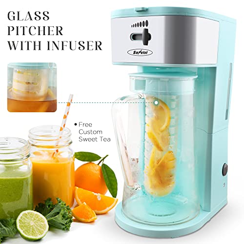 Iced Tea Maker, Sunvivi Ice Tea Maker with Thickened Glass Pitcher 3Qt