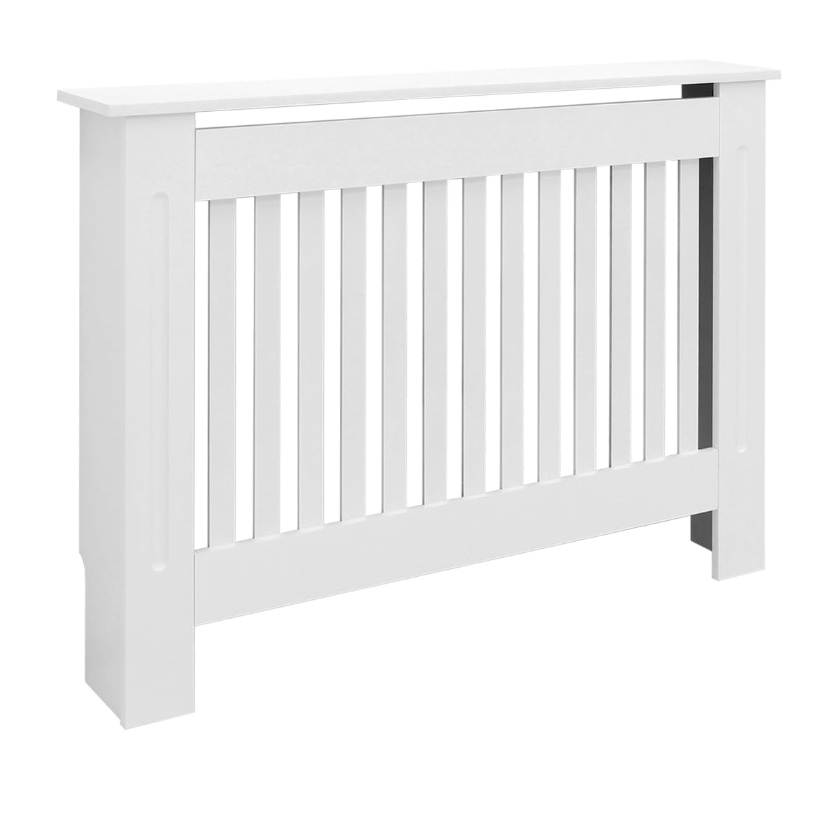 ECD Germany Cubierta del Radiador 112x19x82 cm MDF Blanco Lacado Revestimiento Protector Moderno de Calefacción Estilo Rústico Superficie de Estantería Útil de Madera para Sala de Estar Dormitorio