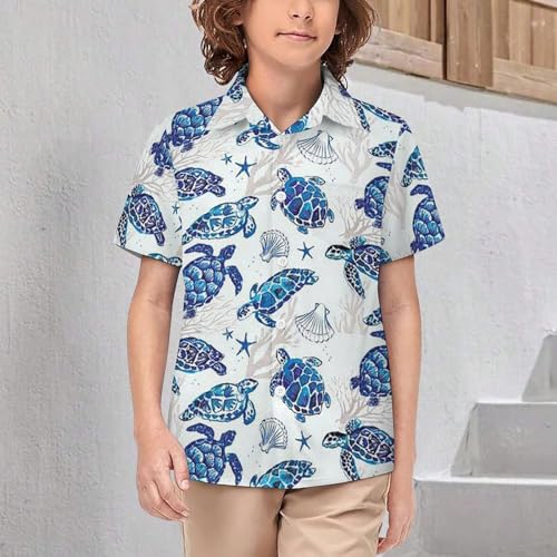 Boys Santa Claus Hawaiian Shirt Short Sleeve Casual Button Down Shirts Cute Summer Beach Shirts Tops for Kids Teen2