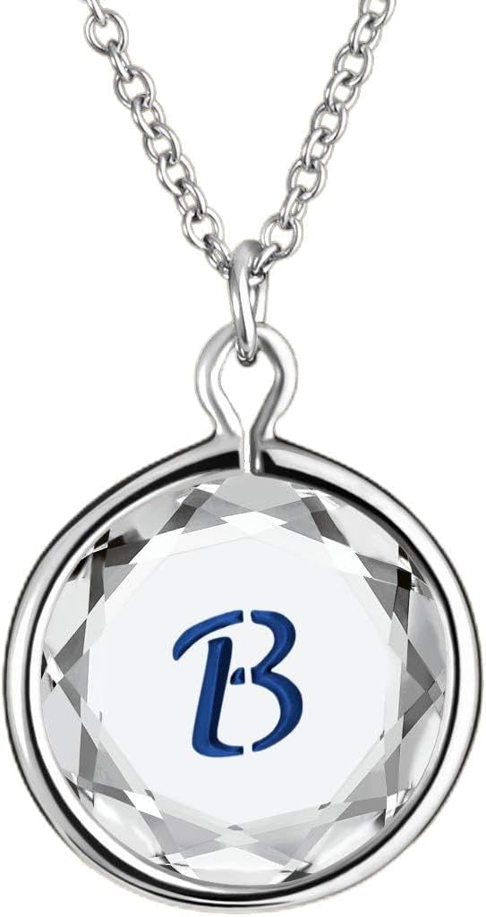 LovePendant/Necklaces Engraved and Enameled Swarovski Crystal Initial B Pendant/Necklace in Sterling Silver