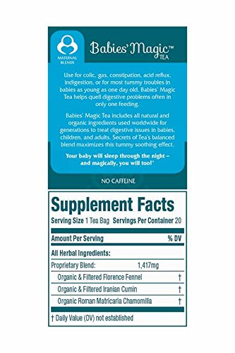 Secrets Of Tea Baby Colic Babies' Magic Tea – Organic, Natural, Safe – Calming & Soothing Relief For Baby Acid Reflux, Gas, Colic – Your Baby Will Sleep Thru The Night Guaranteed–100 Count(5 Pack) #TOP3