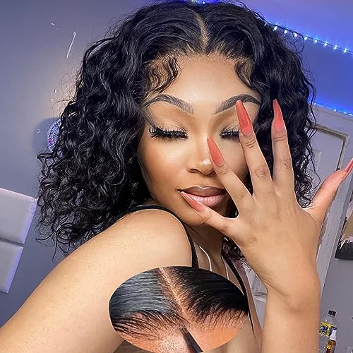 Image of Srakuw Wear and Go Glueless Wig, 12 Inch, Human Hair, Water Curly Bob, 30 Second Install, for Black Women