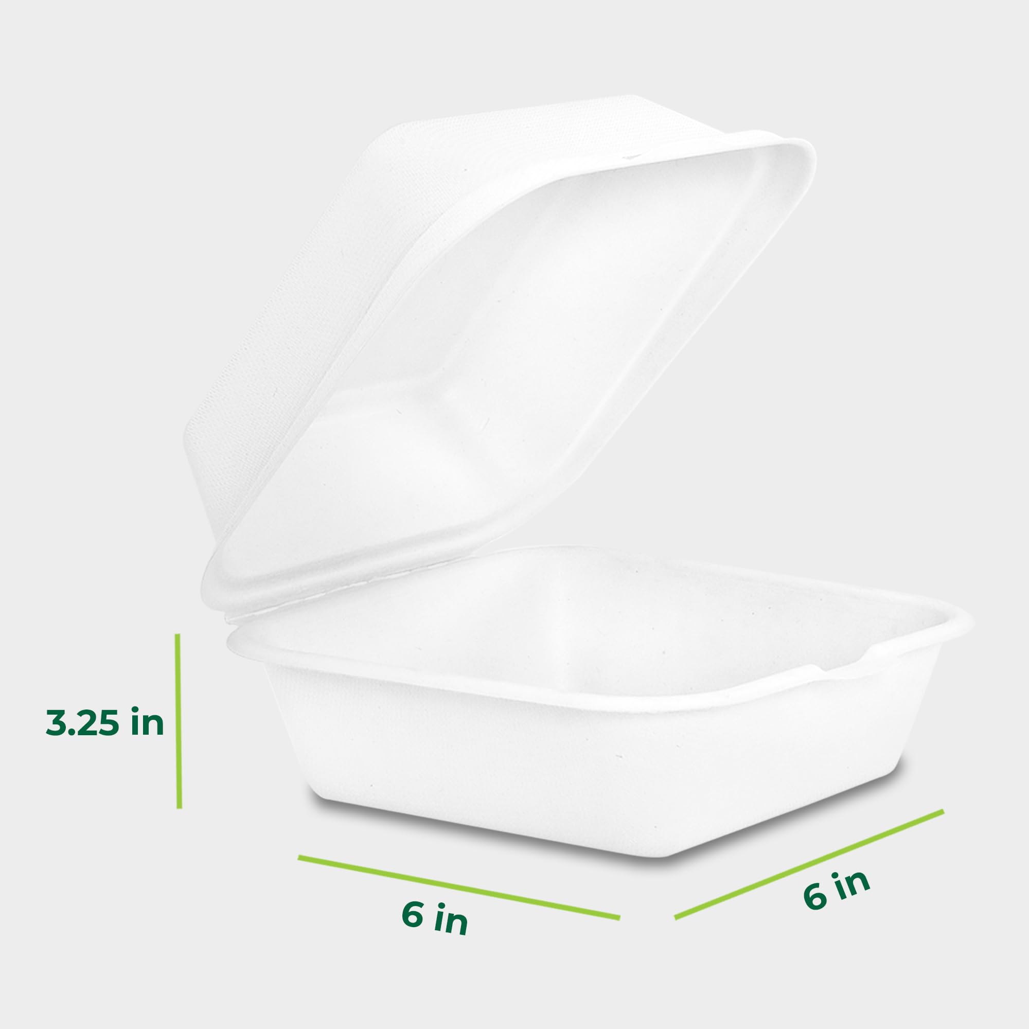 Freshware Clamshell Lebensmittelbehälter mit Deckel [6x6 500-Pack] Einweg-To-Go-Behälter, biologisch abbaubare Zuckerrohr To Go Boxen, Papierbehälter, mikrowellen- und gefriergeeignet, stapelbar