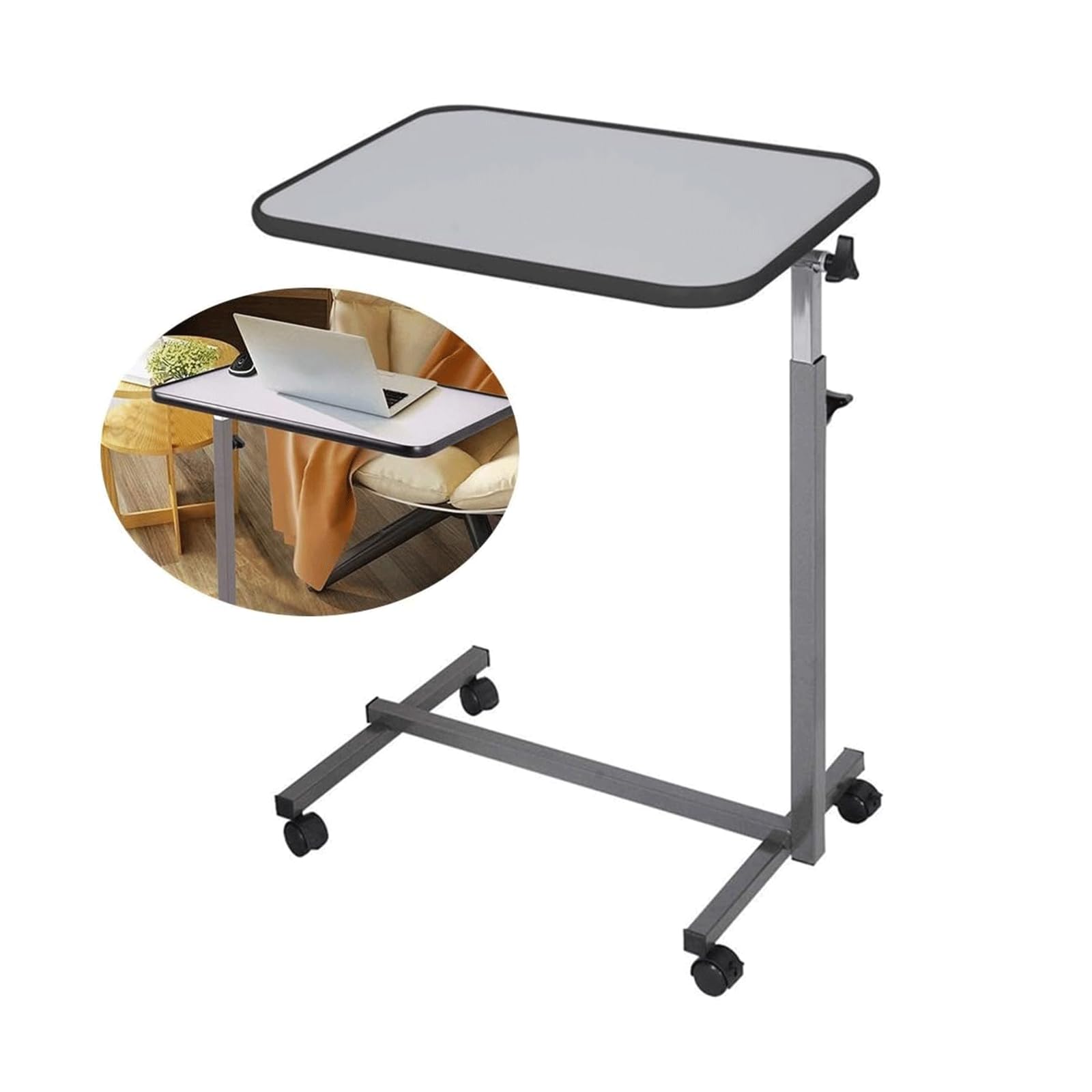 Tavolo Servitore Tavolino servitore Tavolino moderno regolabile in PVC con rotelle, scrivania mobile, scrivania per laptop con ruote, comodino sollevabile