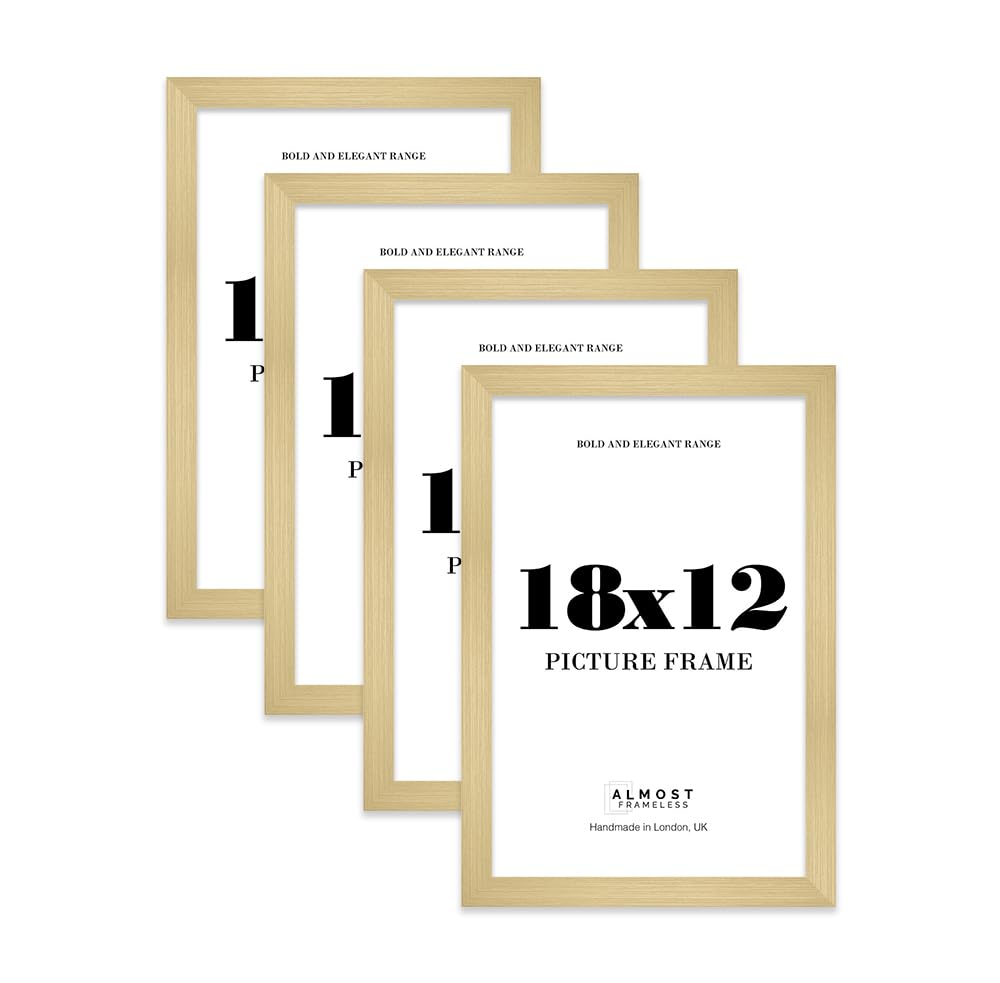 18x12 Picture Frame, Display 18x12 Pictures (45.7 x 30.5cm) Picture Frame for wall Display - Gold - 4 Pack