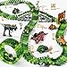 Novaluki Car Race Track Dinosaur Toys, DIY Flexible Train Tracks Building Kit with 2 Electric Cars, 4 Dinosaur Cars, Train Set Toys for Kids 3 4 5 6 7 Years Old, Party Games Birthday Gift for Boys