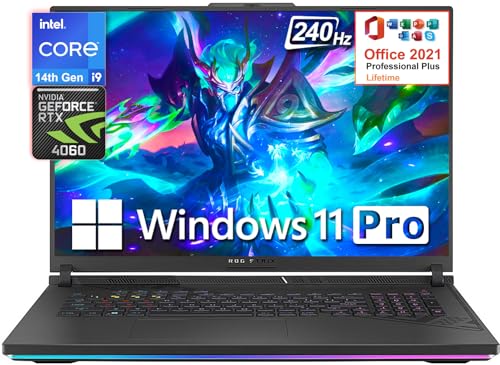 Image of ASUS ROG Strix G18 Gaming Laptop, 18 inch 2.5K 240Hz Display, Intel i9 14900HX (24-Core), 64GB DDR5 RAM, 2TB SSD, Backlit, GeForce RTX 4060, Wi-Fi 6E, Windows 11 Pro