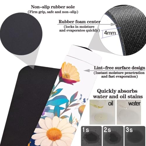 Tapis de cuisine antidérapant lavable grand format 120x360cm Daisy - 4