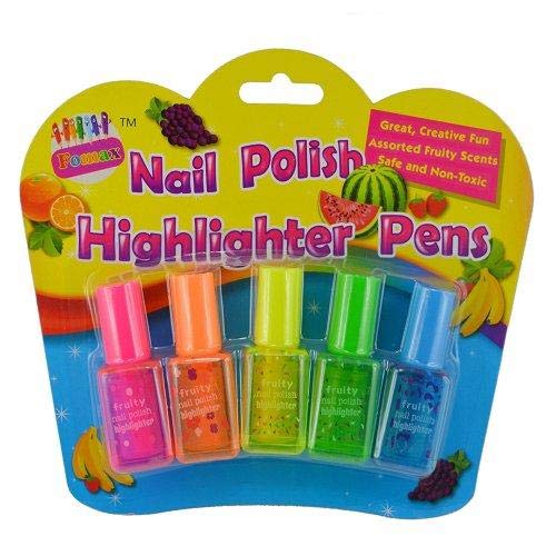 ShopNGift Nail Polish Shaped Highlighter Pens for Different Occasions -Pack of 5 (Multicolour)