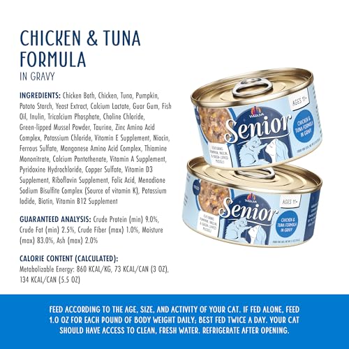 Weruva Senior Cat Food, Chicken and Tuna in Gravy, 3oz Can, Pack of 12 - Thumbnail 4