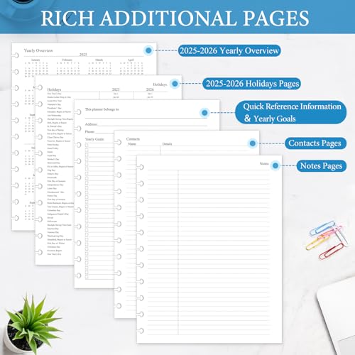 2025 Monthly Planner Inserts for 11-Disc Discbound System, 12 Calendars with Tabs, 8.5x11
