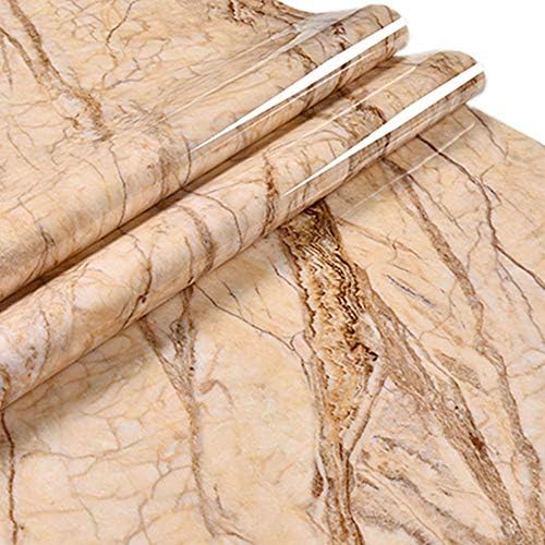 MULLSAN Sand Jade Marble Gloss Vinyl Film Self-Adhesive PVC Wall Paper 15.7''x79'' Roll