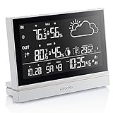 Fetanten Indoor Outdoor Thermometer, Weather Station Wireless with Temperature and Humidity Monitor, Hygrometer, Barometer, Alarm Clock, Outdoor clock with Moonpahse/Forecast/7.5