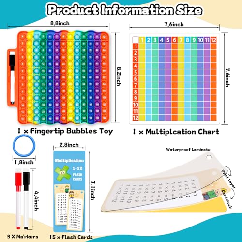 Image of Multiplication Flash Cards + Fingertip Bubbles Toy, Interesting Multiplication Math Combination, Math Games for Children Aged 3 +