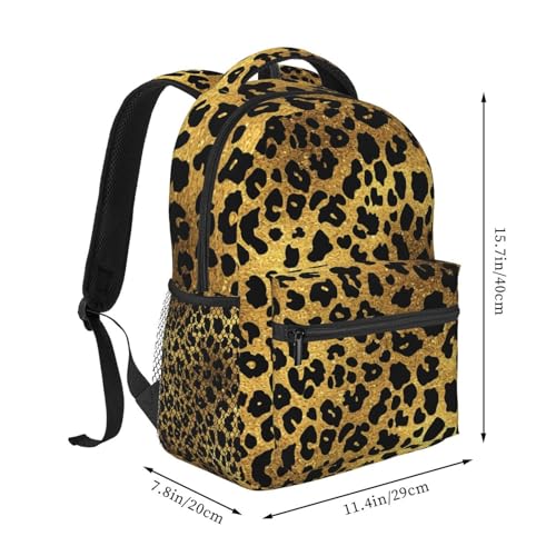 Leopard Print Backpack Large Capacity Lightweight Casual Travel Sports Backpack 11.4X7.8X15.7 inch2