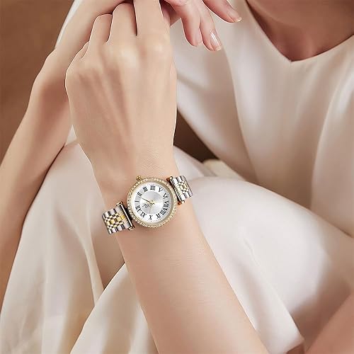Miniatura 2 de SHENGKE SK Fashion - Reloj con detalles de cristal para mujer con números romanos, reloj con esfera de fácil lectura.
