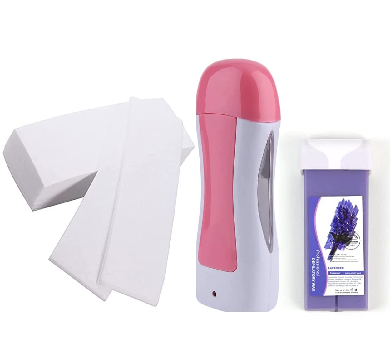 Single Cartridge Wax Heater Machine Waxing Kit Wax Warmer for Body Hair Removal with 100 Pieces Wax Paper Strip and 150g Cartridge Wax Lavender (Set of 3)