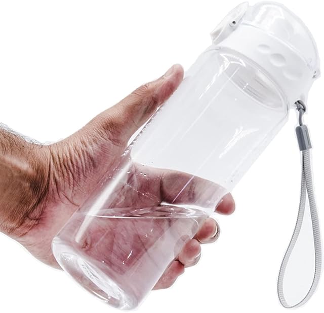 GearTek Tritan Clear Water Bottle | BPA Free 700 ml Sports Water Bottle | Leak Proof Re-Usable Flip Top Plastic Drinks Bottles for Outdoors, Gym, Cycling and Schools