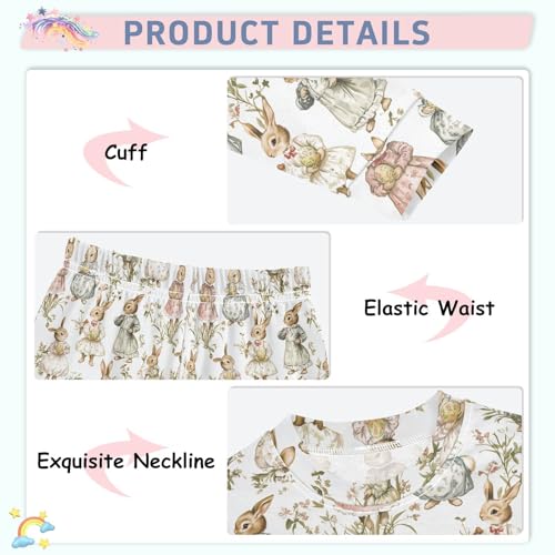 Cotton Pajama Sets Comfy Long Sleeve Sleepwear Easter Bunny Soft 2-Piece Pj 18M-8Y4
