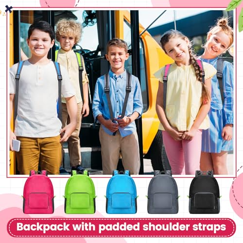 Jexine 72 Pcs Backpack Bulk 17 Inch Foldable Backpack 5 Assorted Colors Lightweight Back Pack for Outdoor Travel Zippered Book Bags4