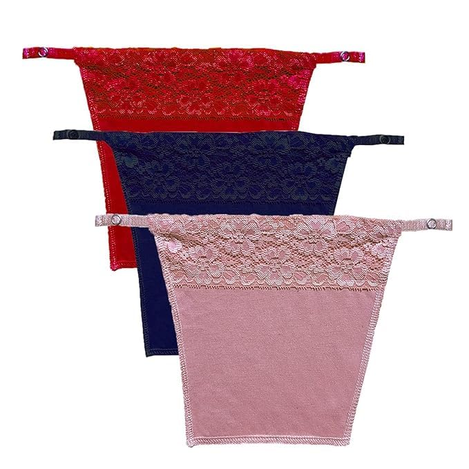 Women's Regular Fit Clip-On Mock Lace Camisole Cami Secret (Pack of 3) (in, Alpha, Free Size, Regular, RED-Blue-Pink)-image-20