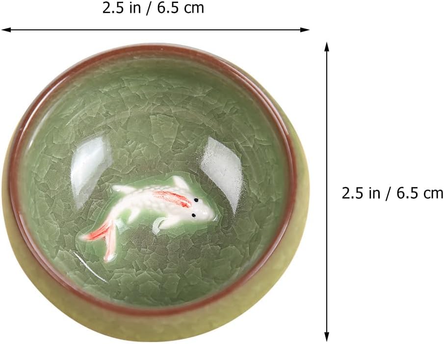 Hemoton Ice Cracked Fish Mini Tea Cup Set of 6 Porcelain Small Cups for Chinese Tea Ceremony Asian Kung Fu Matcha Coffee and Wine Tableware for Home and Party