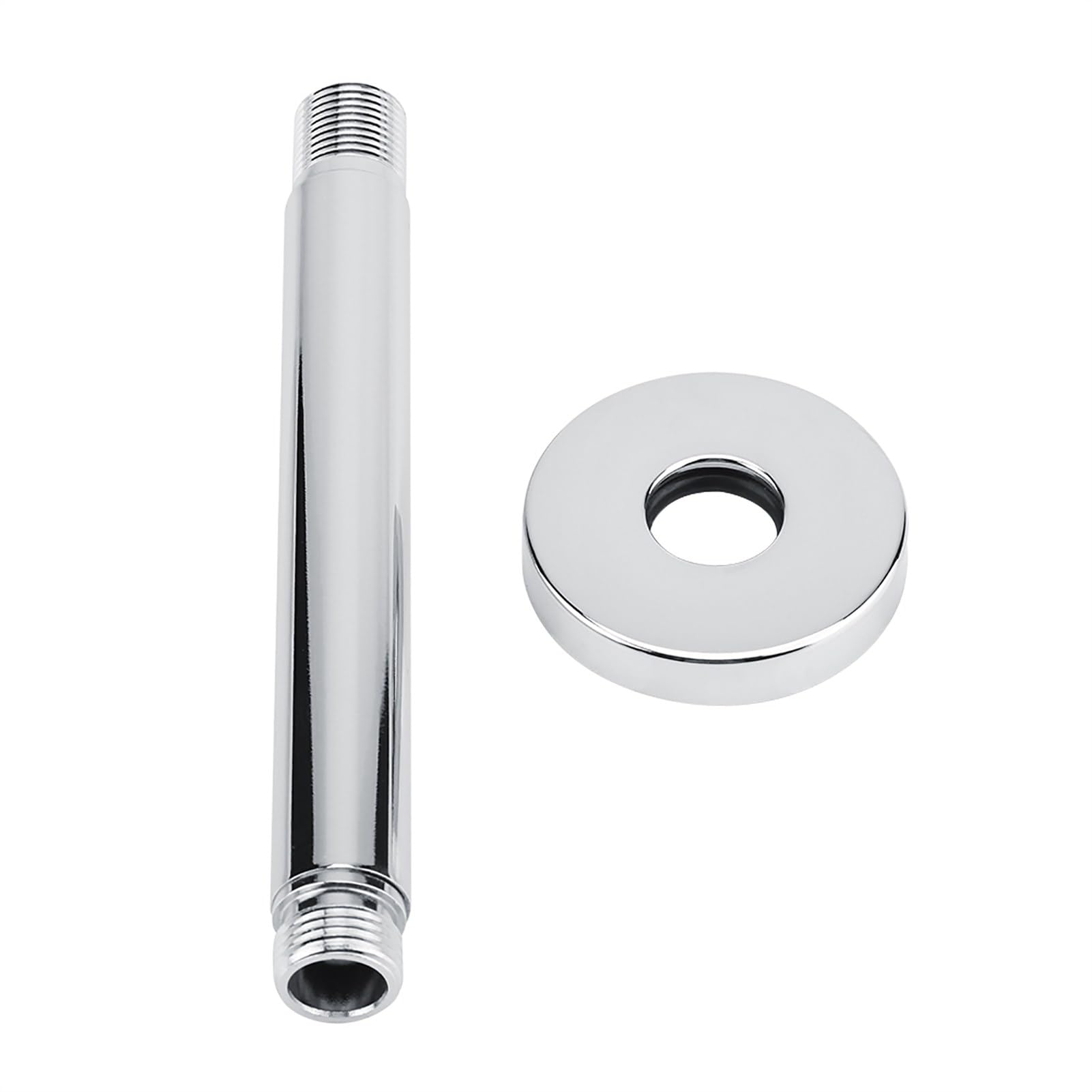 Shower Arms Pipe Square Stainless Steel Shower Head Extension Ceiling Mount Shower Head Extender for G 1/2 Stainless Steel Top Shower Arm Pipe Extension (Chrome Finish)(15cm/6in)