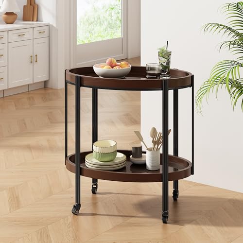 Christopher Knight Home Liz Bar Cart with Wheels, Oval Serving