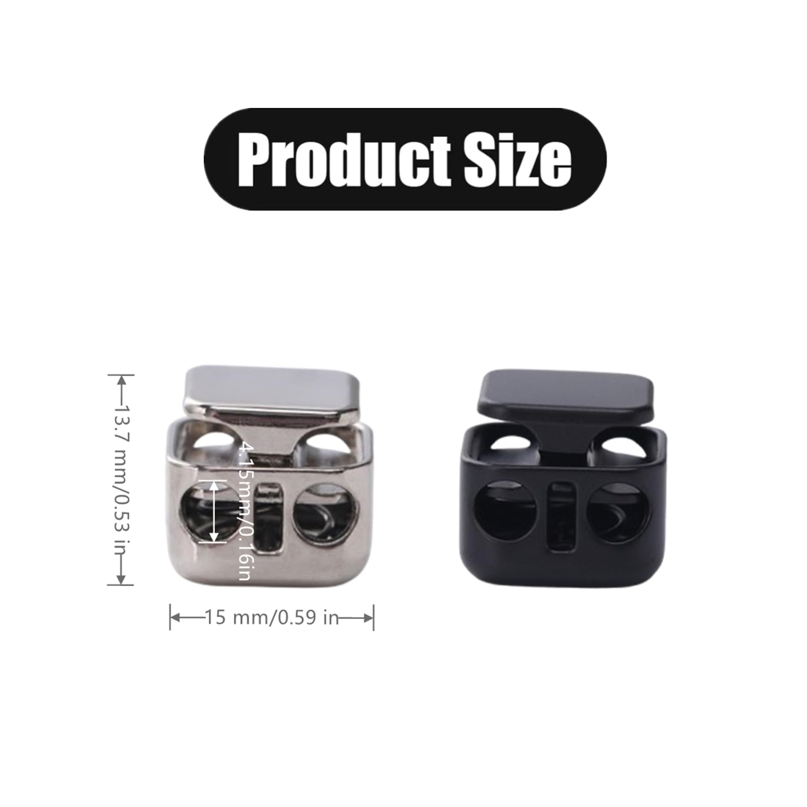 12 PCS Cord Locks Professional Draw String Clips Spring Toggle Stopper Heavy Duty Alloy Double Hole Lace Locks Shoelace Clips for Shoelaces Drawstrings - Image 2