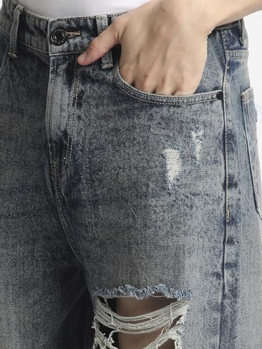 Image of BENE KLEED Men's Distressed Cotton Jeans | Classic Style | Full Sleeves | Baggy Fit |