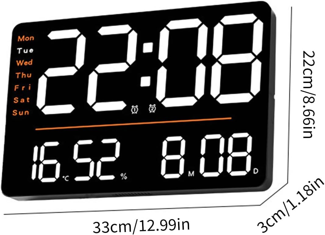 Precisions Temperature Hygrometer Digital Clock with Large LED Display Screen Brightness Timer for Home Office Humidities Monitor Digital Clock