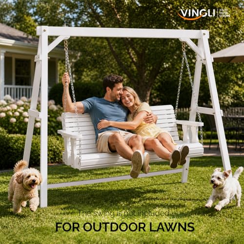 Image of VINGLI 6.9FT Wooden Porch Swing Frame for 5FT Swing, White