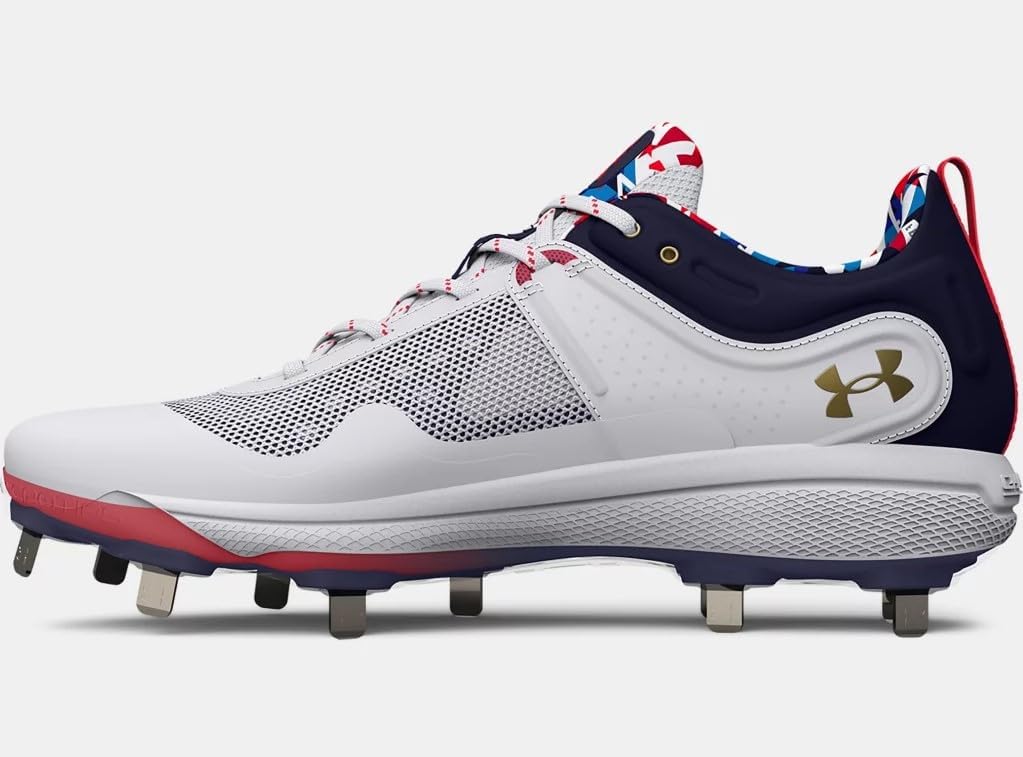 Under Armour Glyde MT USA Womens Softball Cleats White-Metallic Gold