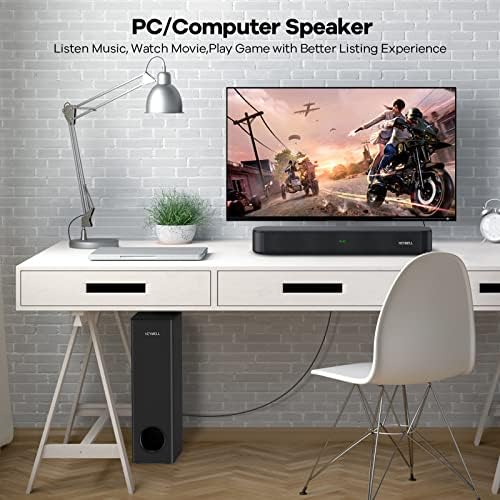 Heymell 2.1CH 160W Soundbar for TV With Subwoofer Driven by Digital Amplifer, Clear Strong Sound & Bass, No Background Noise,DSP 3D Surround Sound Bar,TV Soundbar HDMI ARC Optical