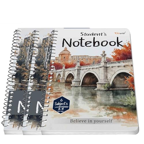 Image of GOWOO A4 Size Unruled Spiral Notebook | Set of 3 | 600 Pages | 3 x 200 Pages Each Notebook | Ideal for Students & Artists