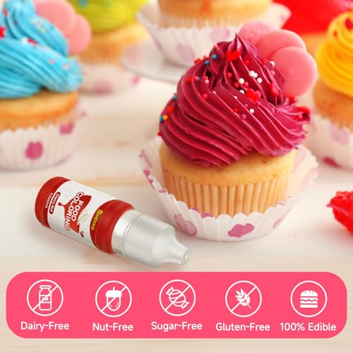 SIMEKKO Lebensmittelfarbe - 36 Farben Konzentrierte Flüssigkeit, leuchtende Farben zum Backen, Kuchen dekorieren, Glasur, Fondant, Basteln und Heimwerken einfach zu verwenden (6ml pro Flasche)