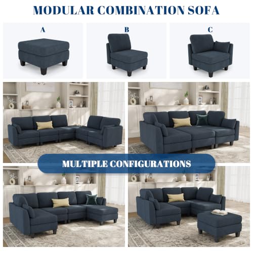 Image of Sectional Sleeper Sofa 6 Seaters Modular Sleeper Sofa Couch