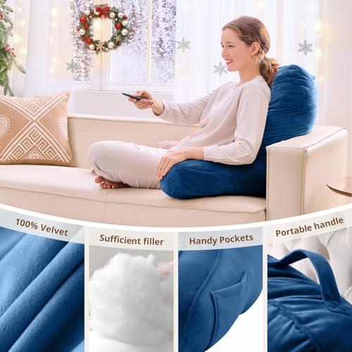 Image of Sasttie Reading Pillow for Bed, Back Pillow for Sitting Up, Navy