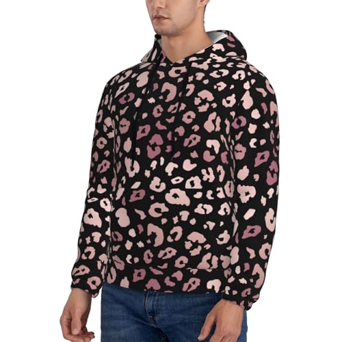 Hoodies For Men - Trendy Shiny Rose Gold Leopard Print Long Sleeve Casual Men'S Hoodies & Sweatshirts Pullover3