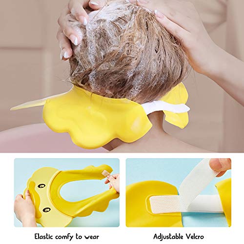 Baby Shower Cap Silicone Shower Visor Bathing Hat, Maydolly Shower Cap Infants Soft Protection Safety Visor Cap for Toddler Children, Yellow