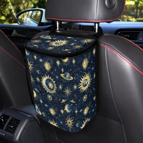 Image of Moon Star Planets Car Trash Hanging Garbage Can /Bag with Lid Portable Waterproof Trash Bag Car Accessories Interior for Sedans, SUVs & Trucks
