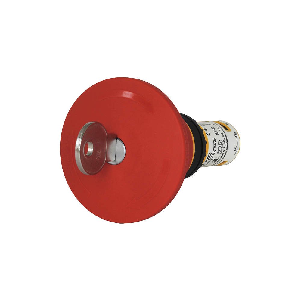 Eaton C22-PVS45P-MS1-K11 Pulsador Parada de Emergencia Compacto, 45 mm, Desenclavamiento por Llave MS1, 1 NO + 1 NC
