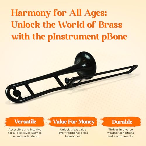 pBone Bb Plastic Trombone - Lightweight pInstruments Design with Ergonomic Grip - Includes Mouthpieces & Carrying Bag - Authentic Bb Sound for Students & Beginners - Durable ABS - Black by PINSTRUMENTS - Used condition - Image 2
