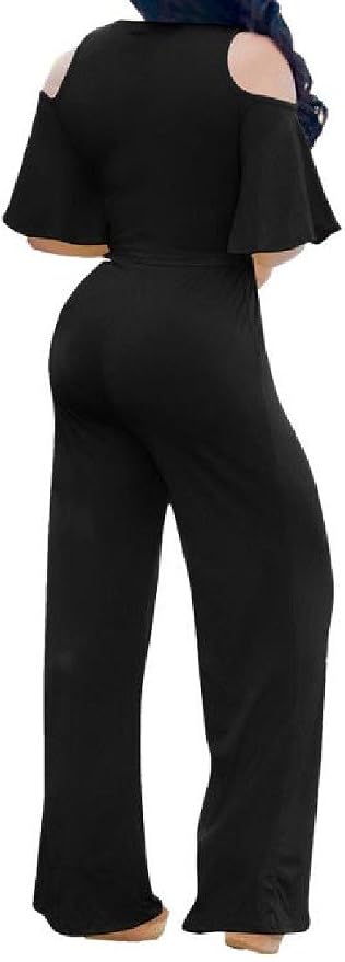 Winwinus Mujeres Elegante Oficina Cinturón V-Cuello Jumpsuits Largo Palazzo  Pantalones, Negro, XS : Amazon.com.mx: Ropa, Zapatos y Accesorios