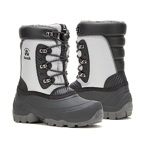 Kamik Kids' Luke 3 Winter Boots, Light Gray, 12 Little Kid