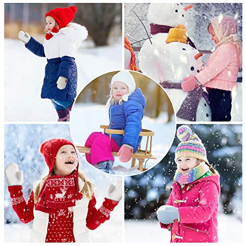 ORVINNER 3 Pack Toddler Gloves Winter Warm Fleece Lined Baby Soft Knit Mittens Toddler Winter Mittens for Boys and Girls (0-36 Months, Pink/Light-blue/White Pack)