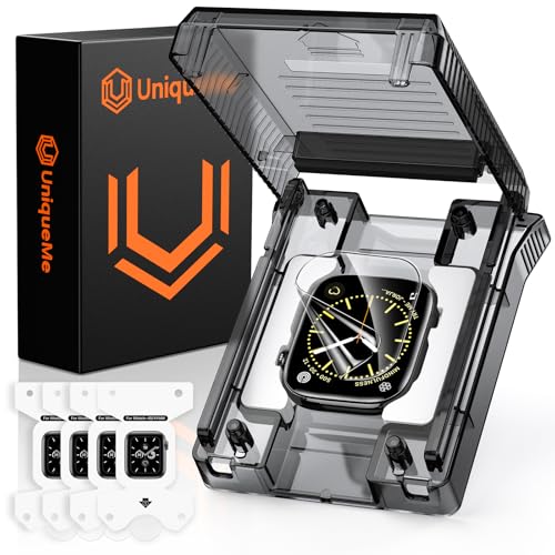 UniqueMe für Apple Watch 40/41 mm Displayschutz 4 Stück Schutzfolie für iWatch Series 9/8/7/SE3/SE2/SE/6/5/4 Staub-und Blasenfrei HD TPU Folie [Einfache Installation]