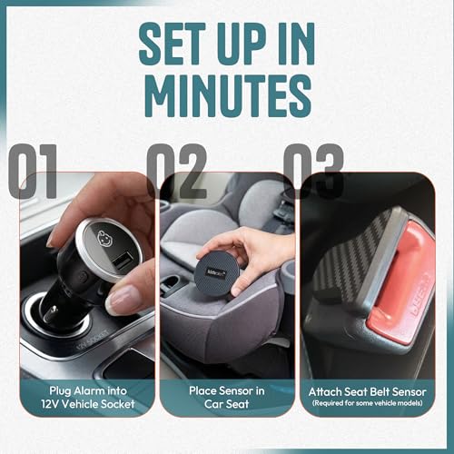 Image of Car Seat Sensor Alarm, 1 Alarm + 1 Sensor | Automatic Child Detection Alert, Plug-in Installation, Single Sensor System for 1 Car Seat, No APP Required
