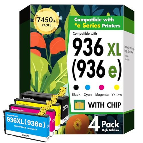Image of 936XL 936 936e Ink Cartridges Combo Pack for HP Printers 9125e 9120e 9730e | Replacement for HP 936e 936 Ink Cartridges for HP Printers OfficeJet Pro 9130 9135e 9122e 9128e 9110b 9120b 9130b 9130e
